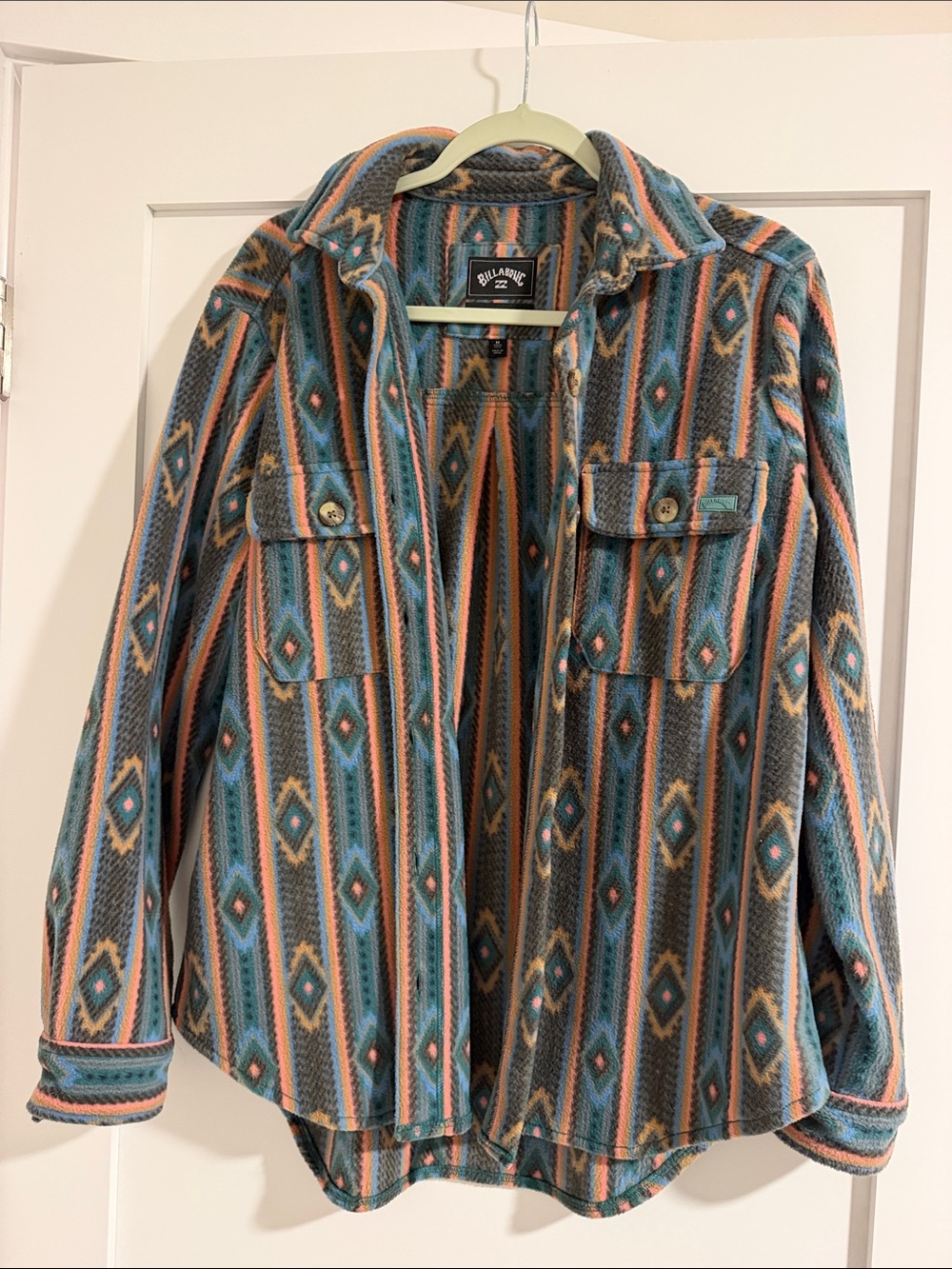 Billabong Teal Multi Aztec Fleece Shacket